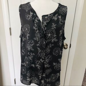 Gray/White Sleeveless Top with Flower Pattern NWT